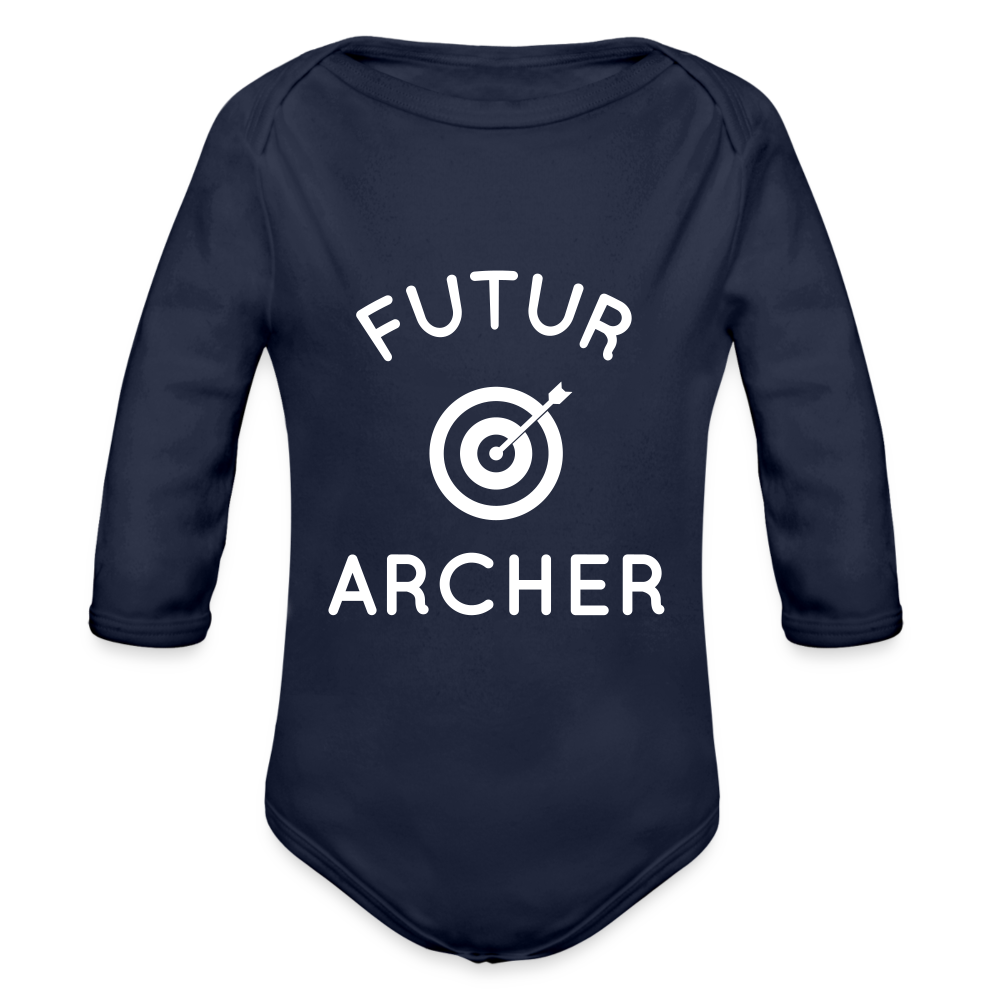 Body Bébé bio manches longues - Futur archer - marine foncé