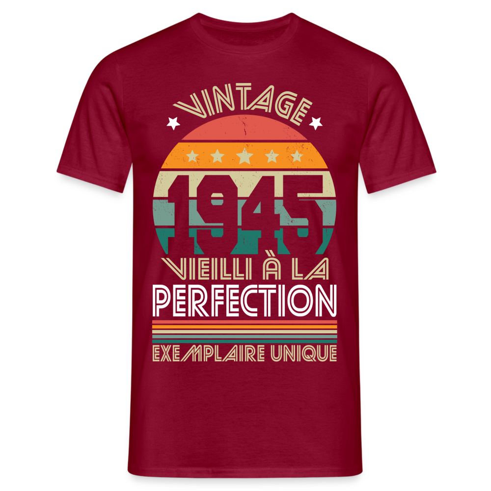 T-shirt Homme - Anniversaire 80 Ans - Vintage 1945 - rouge brique