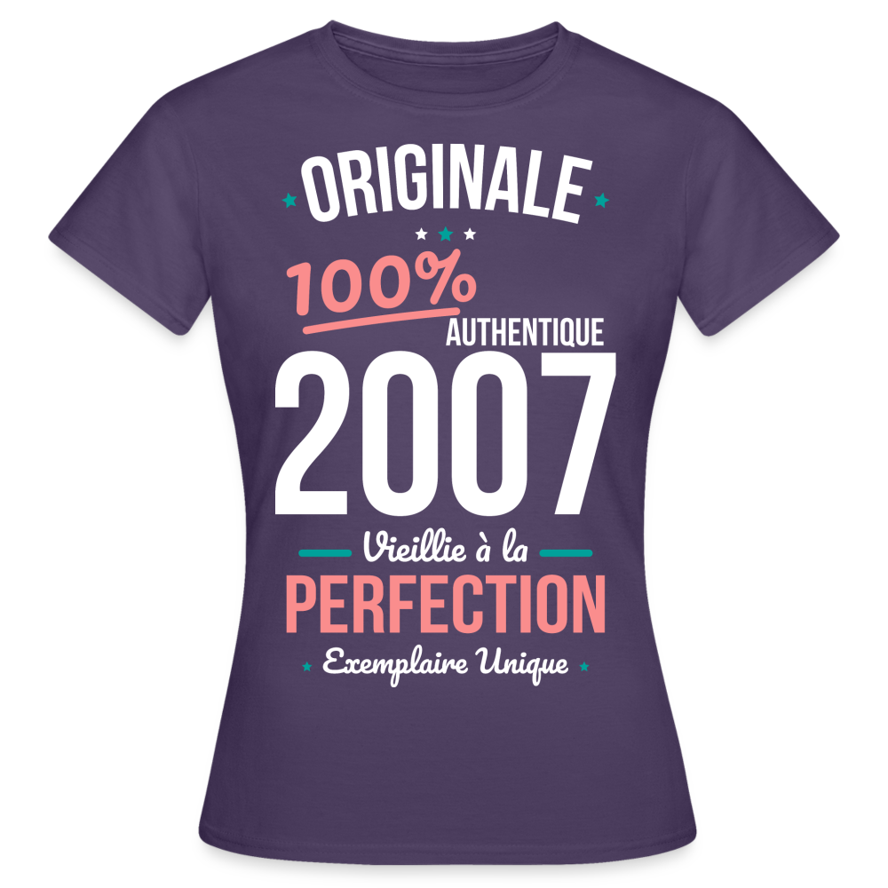 T-shirt Femme - Anniversaire 18 Ans - Originale 2007 - violet foncé