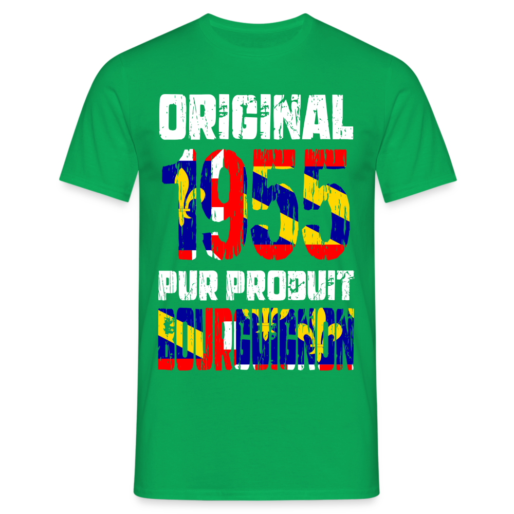 T-shirt Homme - Anniversaire 70 Ans - Original 1955 - Pur produit Bourguignon - vert