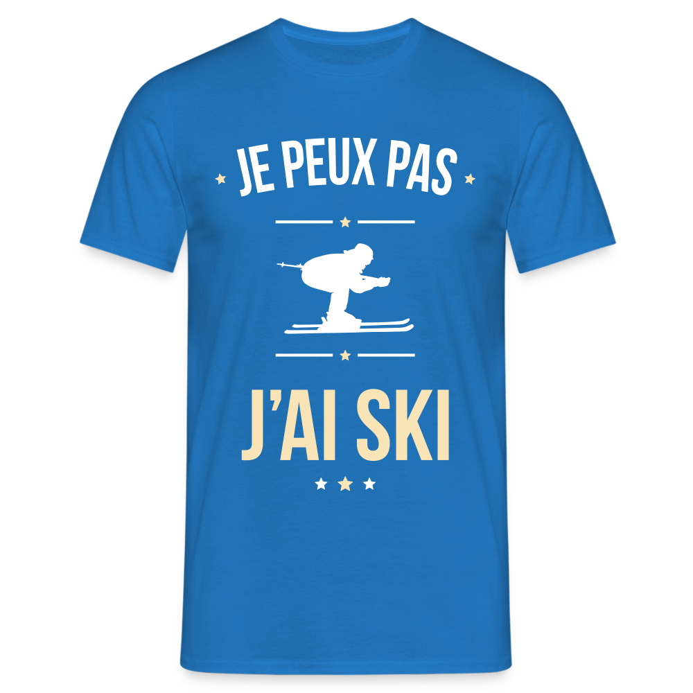 T-shirt Homme - Je peux pas j'ai Ski - bleu royal