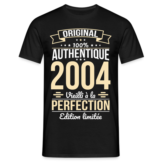 T-shirt Homme - Anniversaire 21 Ans - Original 2004 - noir