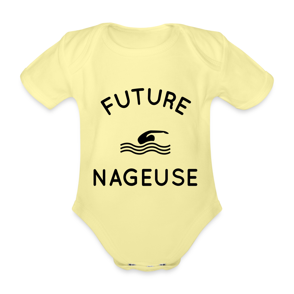 Body Bébé bio manches courtes - Future nageuse - jaune délavé