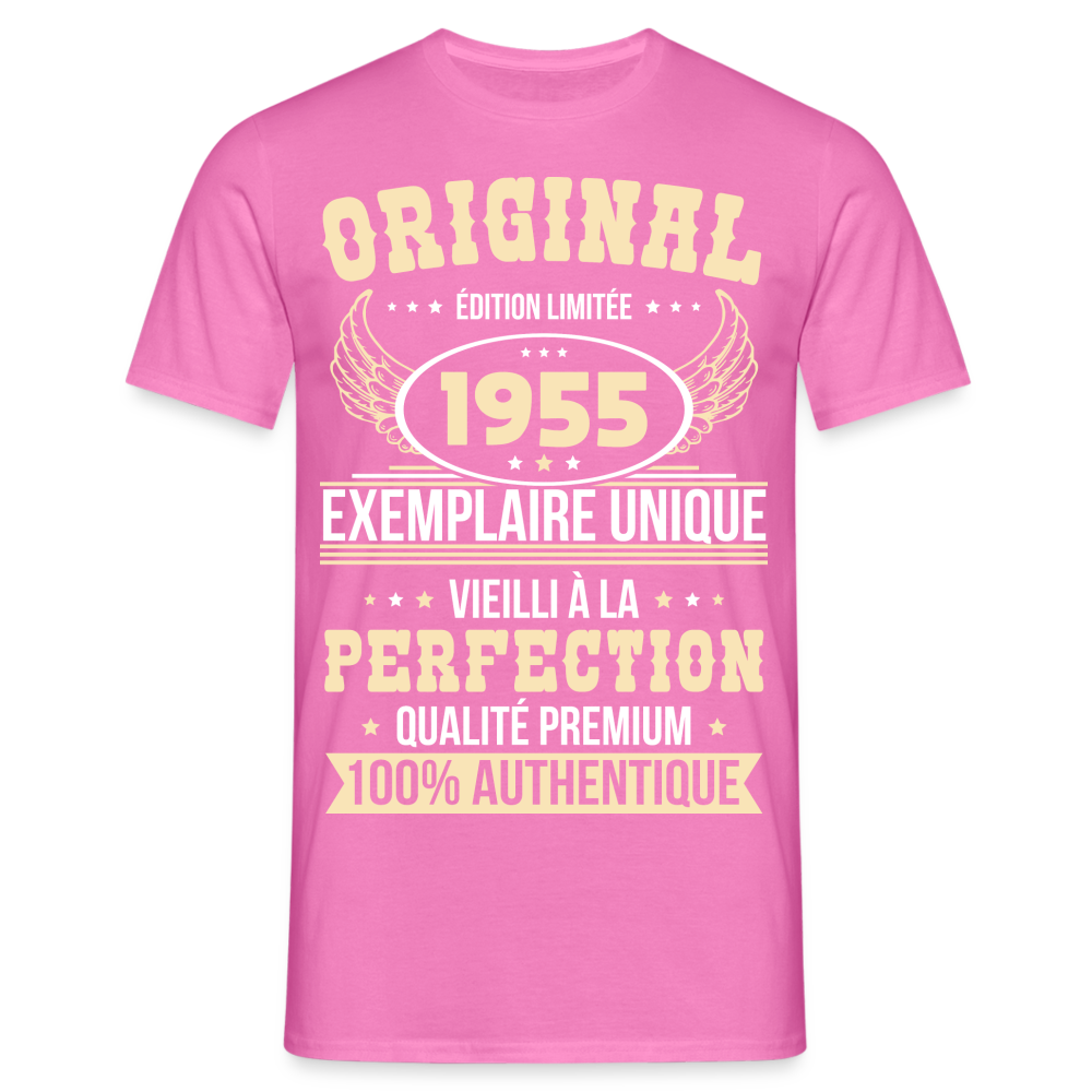 T-shirt Homme - Anniversaire 70 Ans - Original 1955 - rose