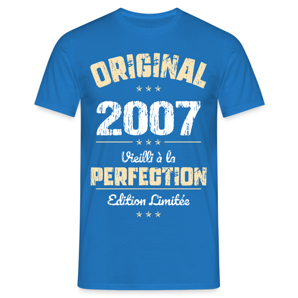 T-shirt Homme - Anniversaire 18 Ans - Original 2007 - bleu royal