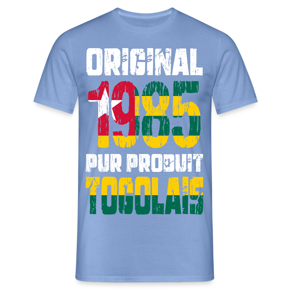 T-shirt Homme - Anniversaire 40 Ans - Original 1985 - Pur produit Togolais - carolina blue