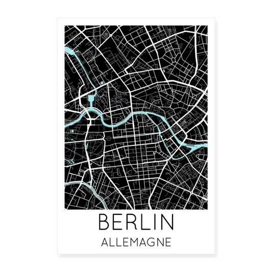 Poster Berlin - Plan Berlin - 60 x 90 cm - blanc