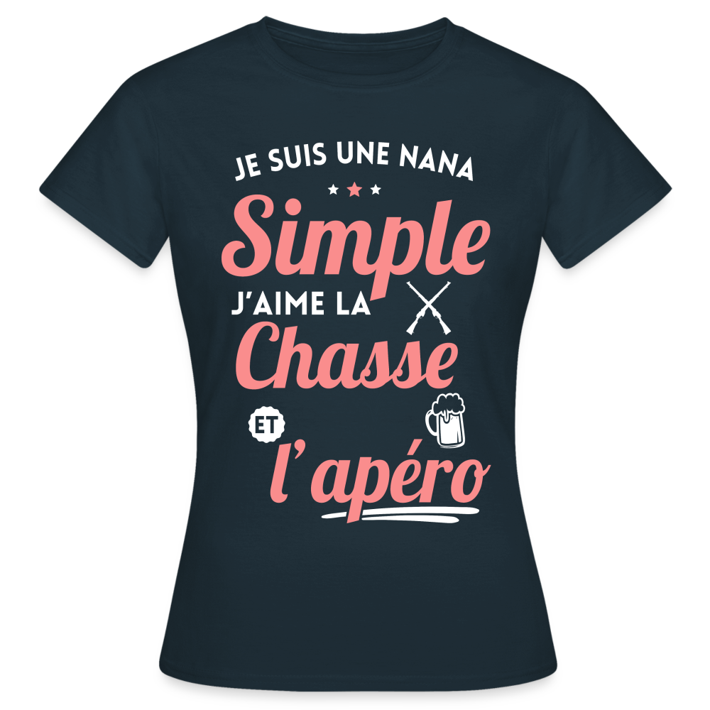 T-shirt Femme - J'aime la chasse et l'apéro - marine