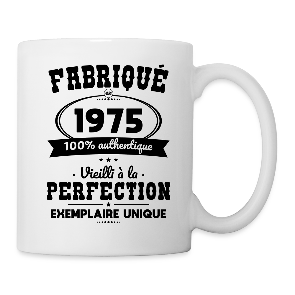 Mug blanc - Anniversaire 50 Ans - Fabriqué en 1975 - blanc