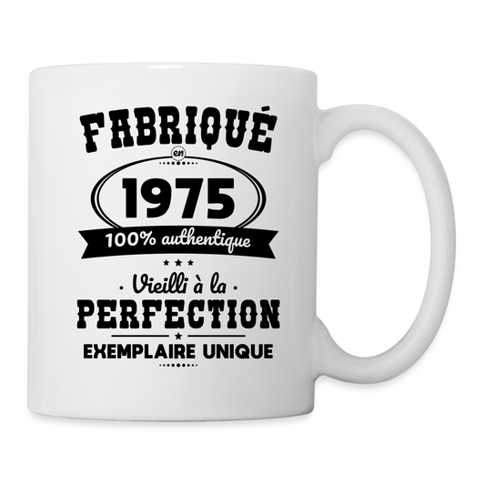 Mug blanc - Anniversaire 50 Ans - Fabriqué en 1975 - blanc