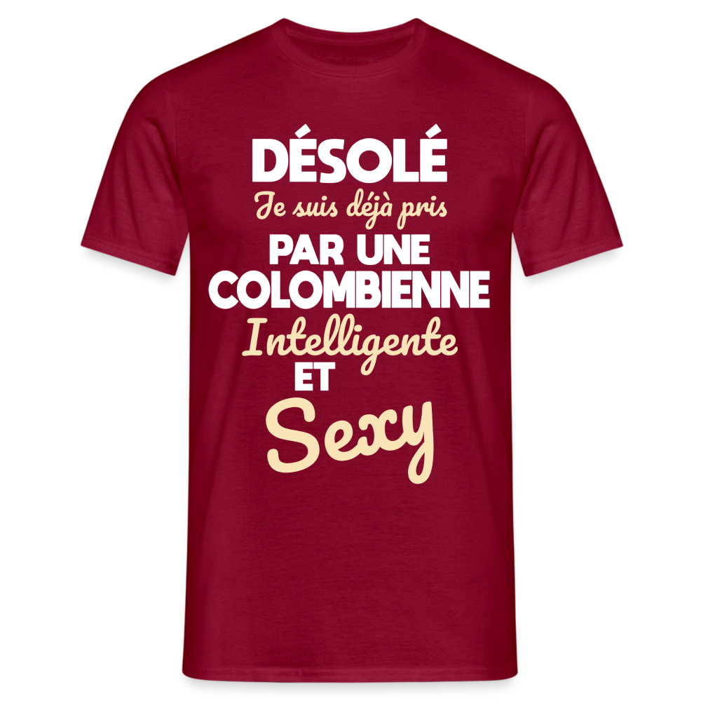 T-shirt Homme -  Je suis déjà pris par une Colombienne intelligente et sexy - rouge brique