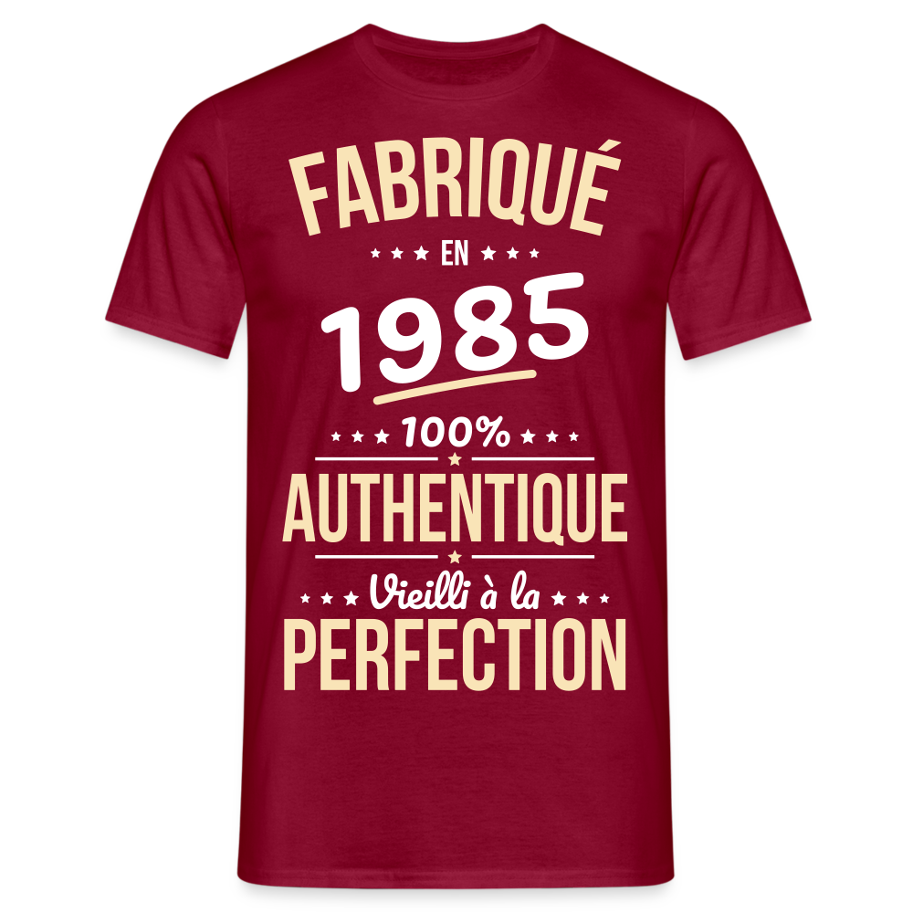 T-shirt Homme - Anniversaire 40 Ans - Fabriqué en 1985 - rouge brique