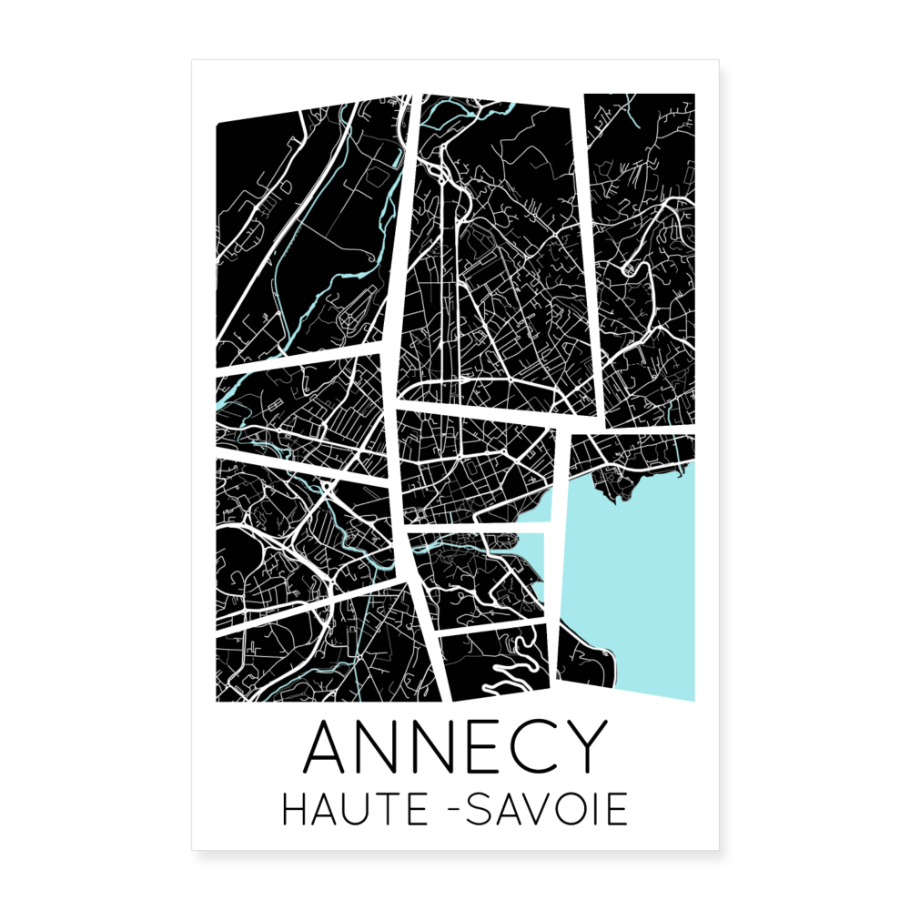 Poster Annecy - Plan Annecy - 60 x 90 cm - blanc