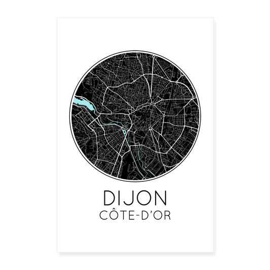 Poster Dijon - Plan Dijon - 60 x 90 cm - blanc