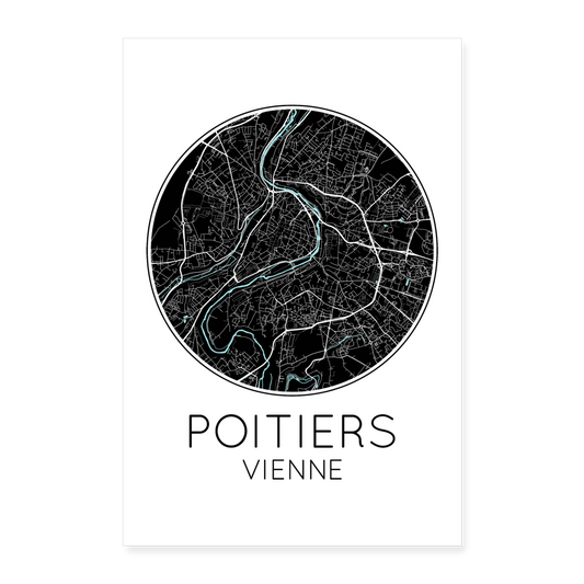 Poster Poitiers - Plan Poitiers - 40 x 60 cm - blanc