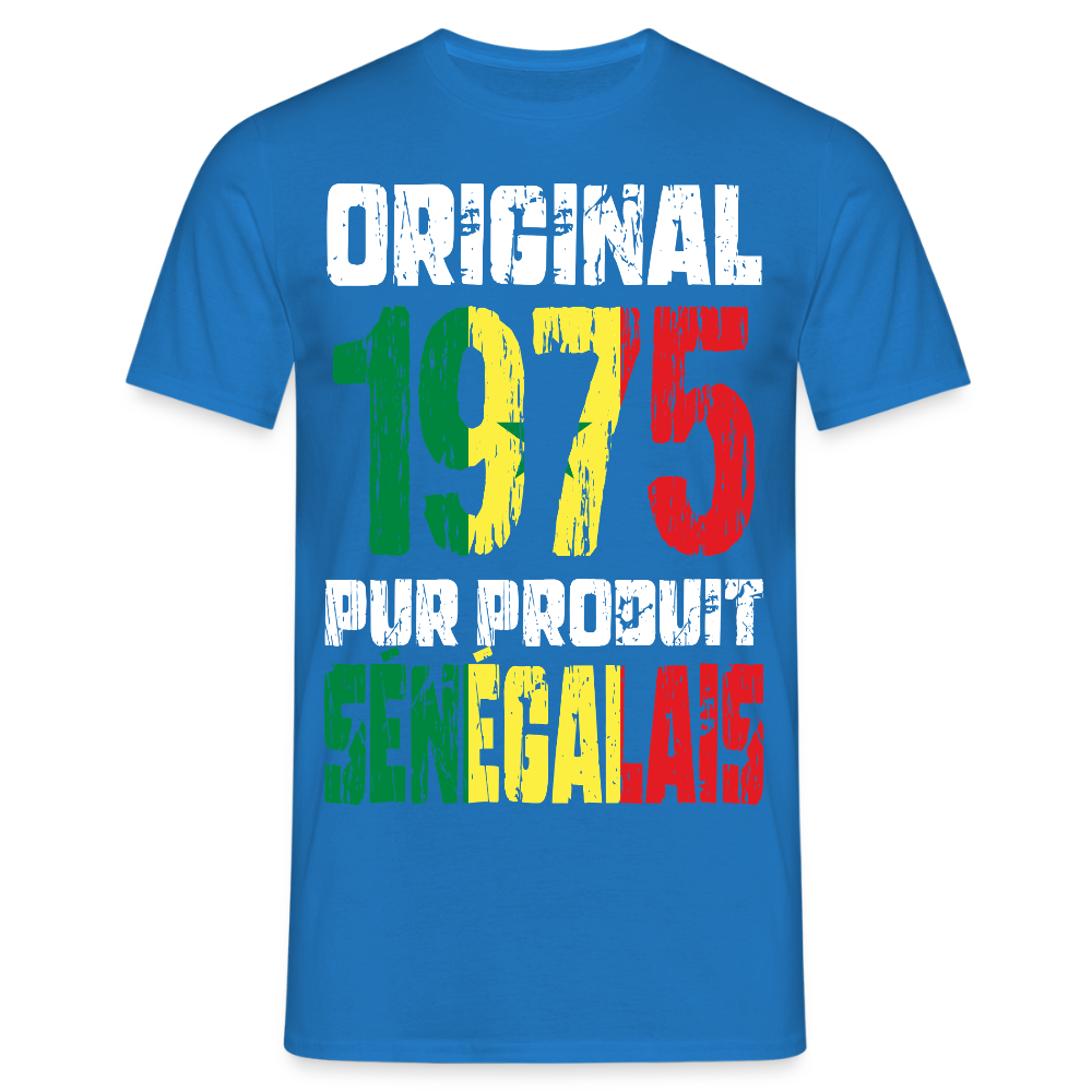 T-shirt Homme - Anniversaire 50 Ans - Original 1975 - Pur produit Sénégalais - bleu royal