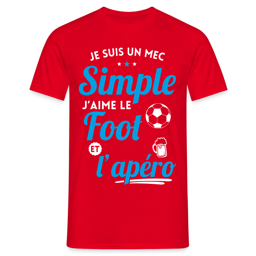 T-shirt Homme -  J'aime le foot et l'apéro - rouge