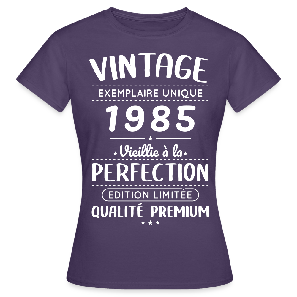 T-shirt Femme - Anniversaire 40 Ans - Vintage 1985 - violet foncé