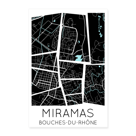 Poster Miramas - Plan Miramas - 40 x 60 cm - blanc