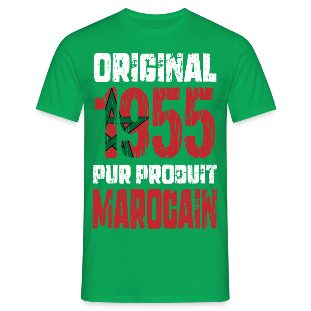 T-shirt Homme - Anniversaire 70 Ans - Original 1955 - Pur produit Marocain - vert