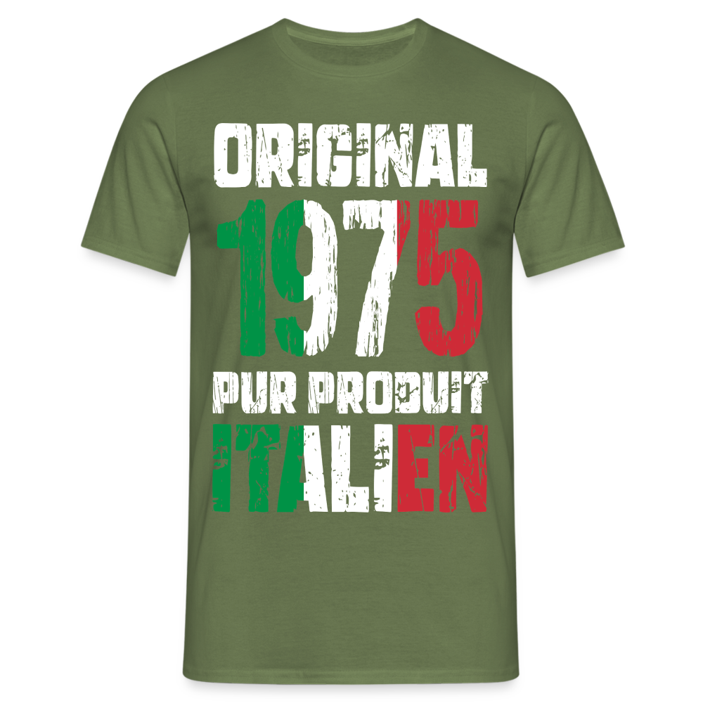 T-shirt Homme - Anniversaire 50 Ans - Original 1975 - Pur produit Italien - vert militaire