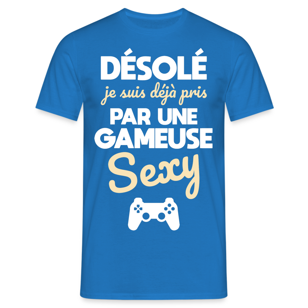 T-shirt Homme - Je suis pris par une gameuse sexy - bleu royal