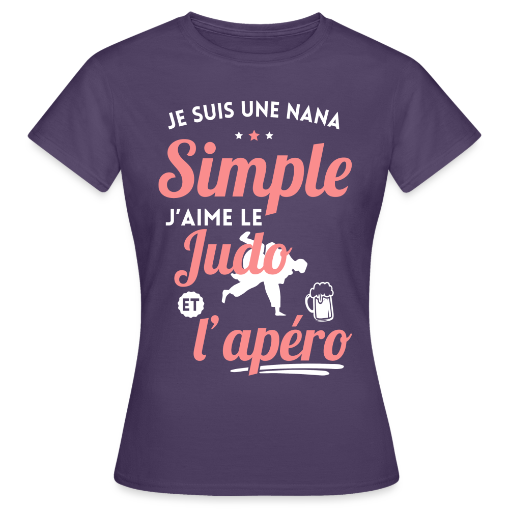 T-shirt Femme - J'aime le judo et l'apéro - violet foncé