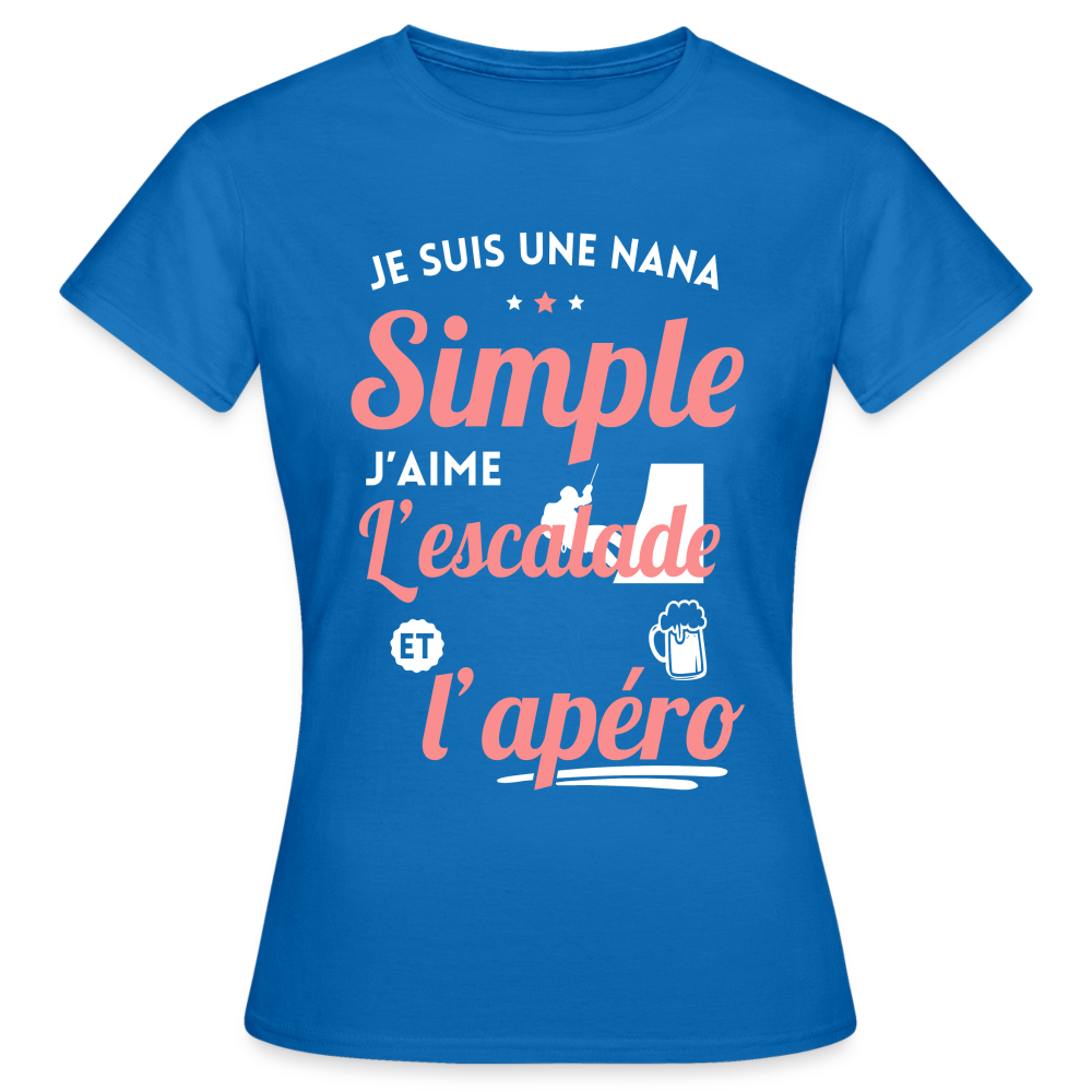 T-shirt Femme - J'aime l'escalade et l'apéro - bleu royal