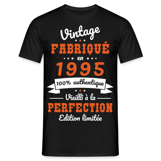 T-shirt Homme - Anniversaire 30 Ans - Vintage fabriqué en 1995 - noir