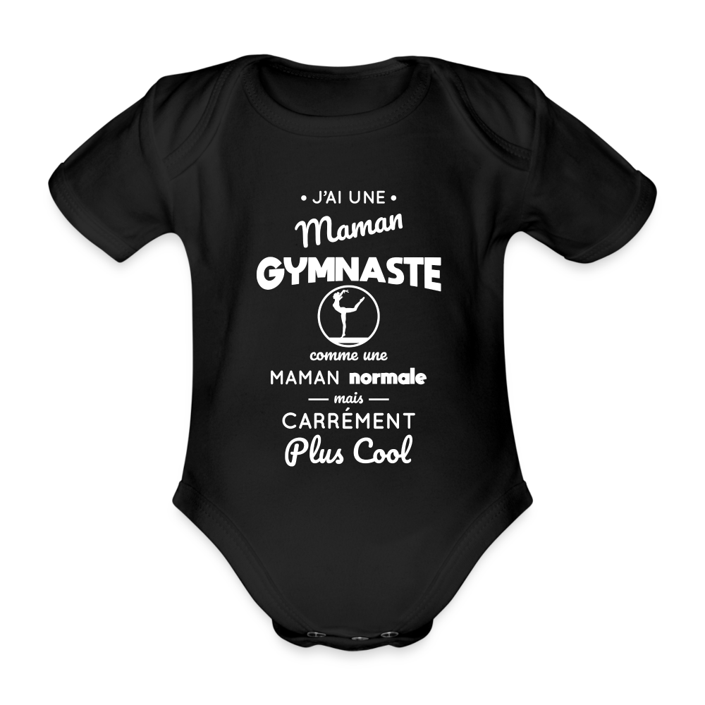 Body Bébé bio manches courtes - J'ai une maman gymnaste - noir