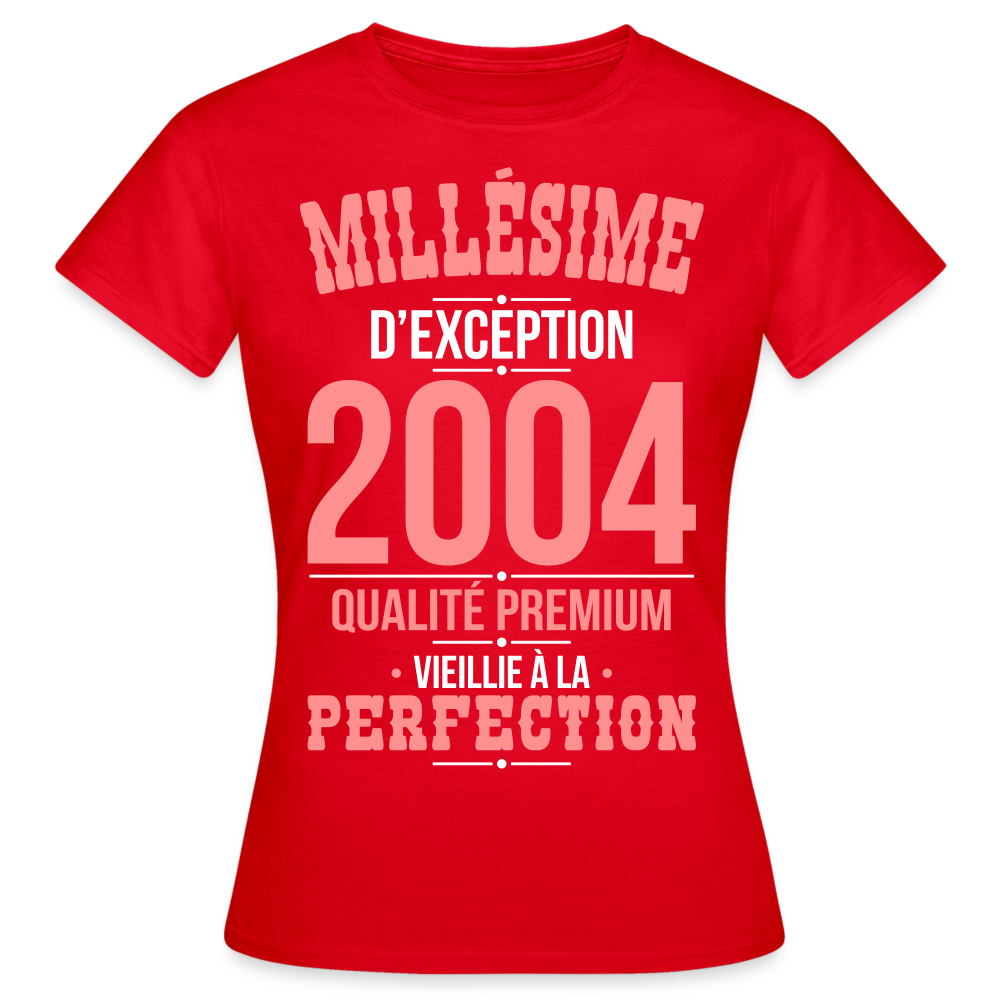 T-shirt Femme - Anniversaire 21 Ans - Millésime 2004 - rouge