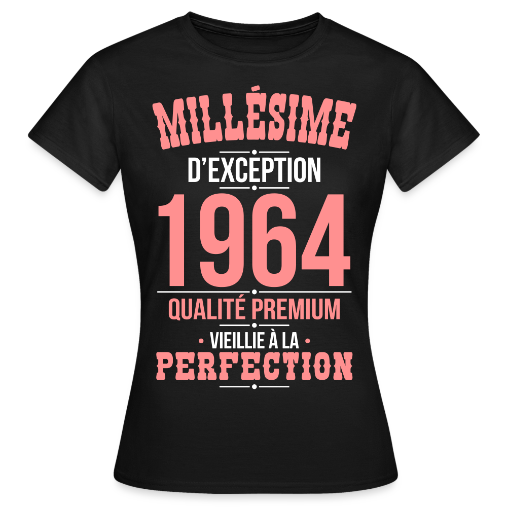 T-shirt Femme - Anniversaire 61 Ans - Millésime 1964 - noir