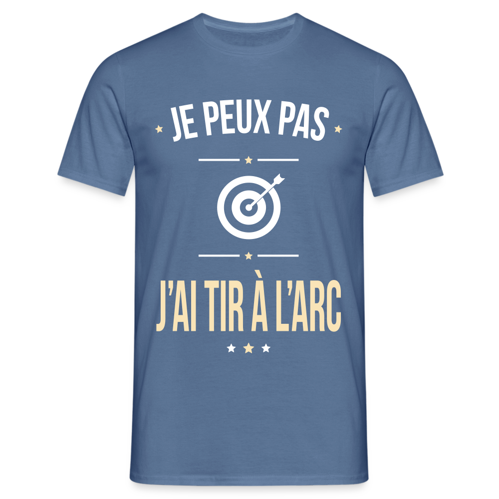 T-shirt Homme - Je peux pas j'ai tir à l'arc - bleu pigeon 