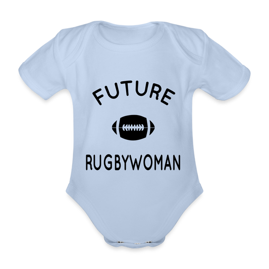 Body Bébé bio manches courtes - Future rugbywoman - ciel