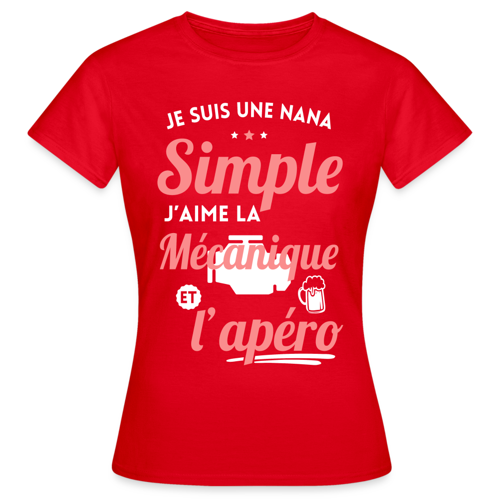 T-shirt Femme - J'aime la mécanique et l'apéro - rouge