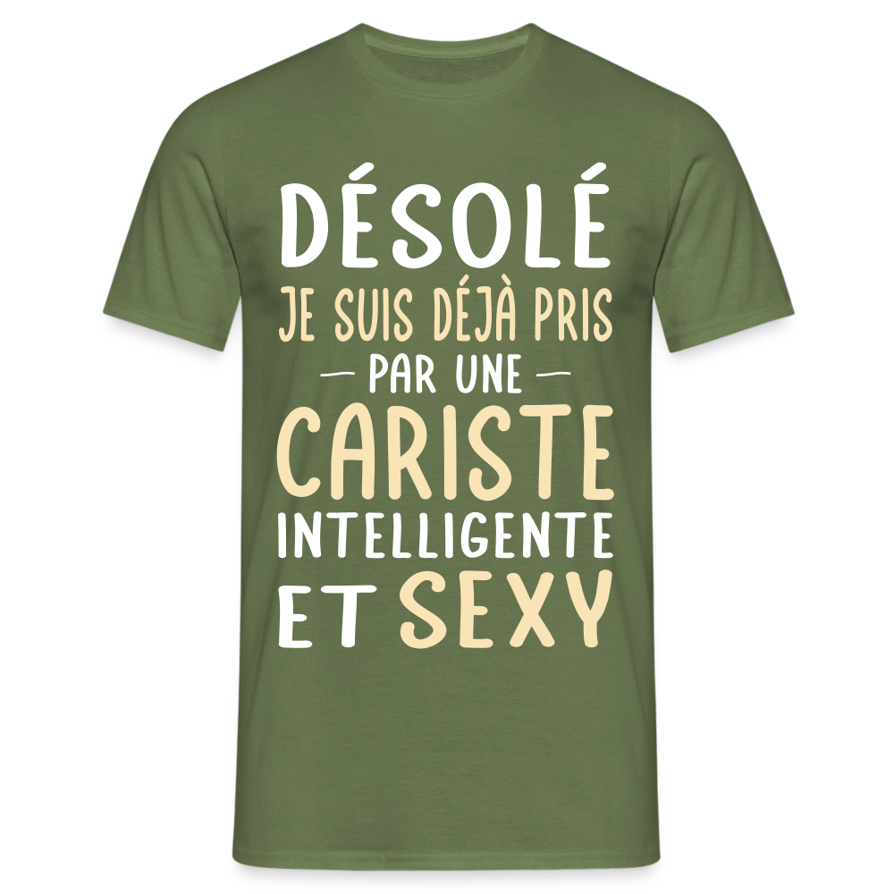 T-shirt Homme - Je suis déjà pris par une cariste intelligente et sexy - vert militaire