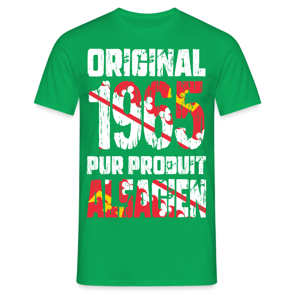 T-shirt Homme - Anniversaire 60 Ans - Original 1965 - Pur produit Alsacien - vert