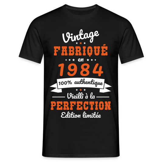 T-shirt Homme - Anniversaire 41 Ans - Vintage Fabriqué en 1984 - noir