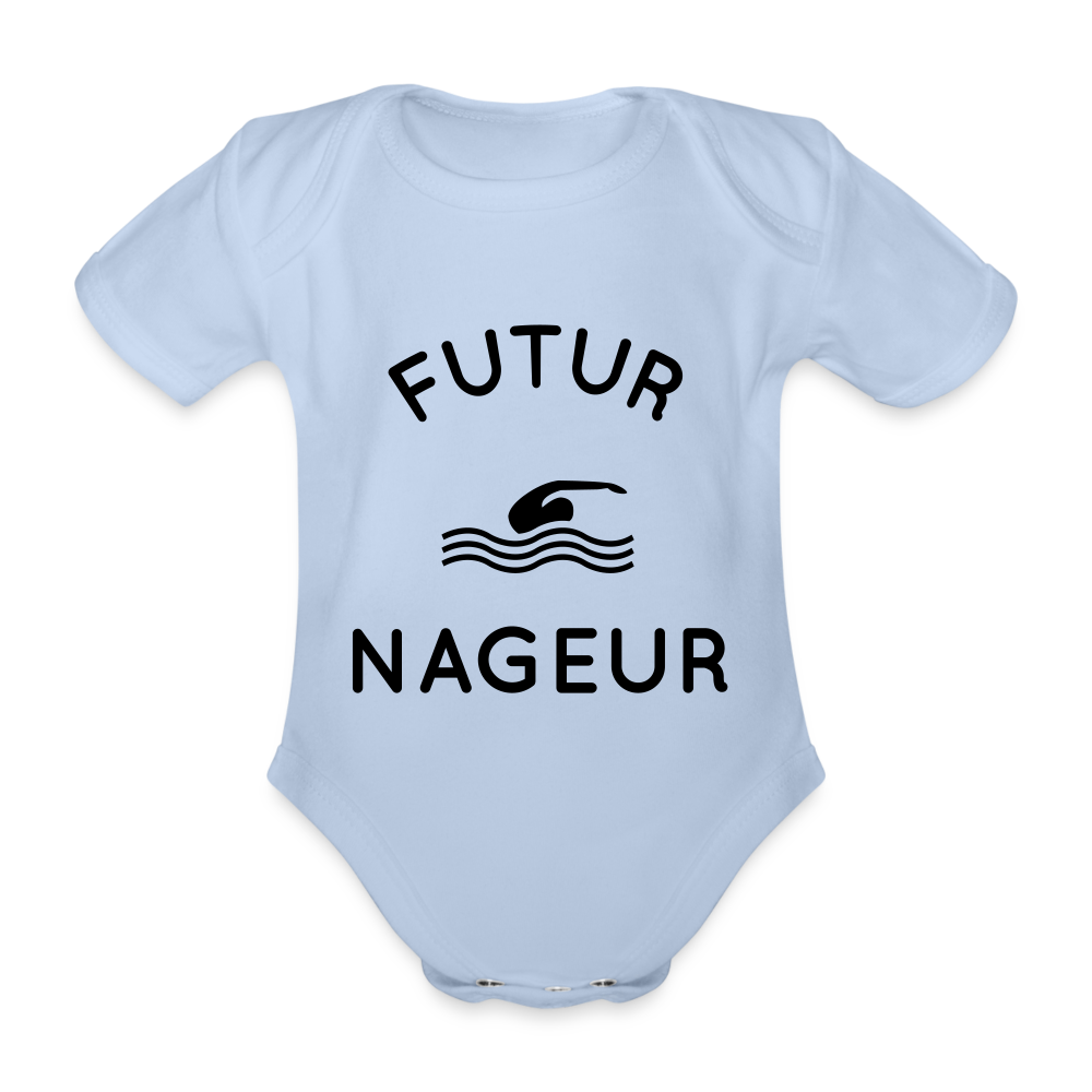 Body Bébé bio manches courtes - Futur nageur - ciel