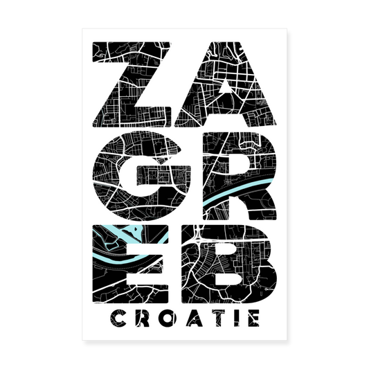 Poster Zagreb - Plan Zagreb - 20 x 30 cm - blanc