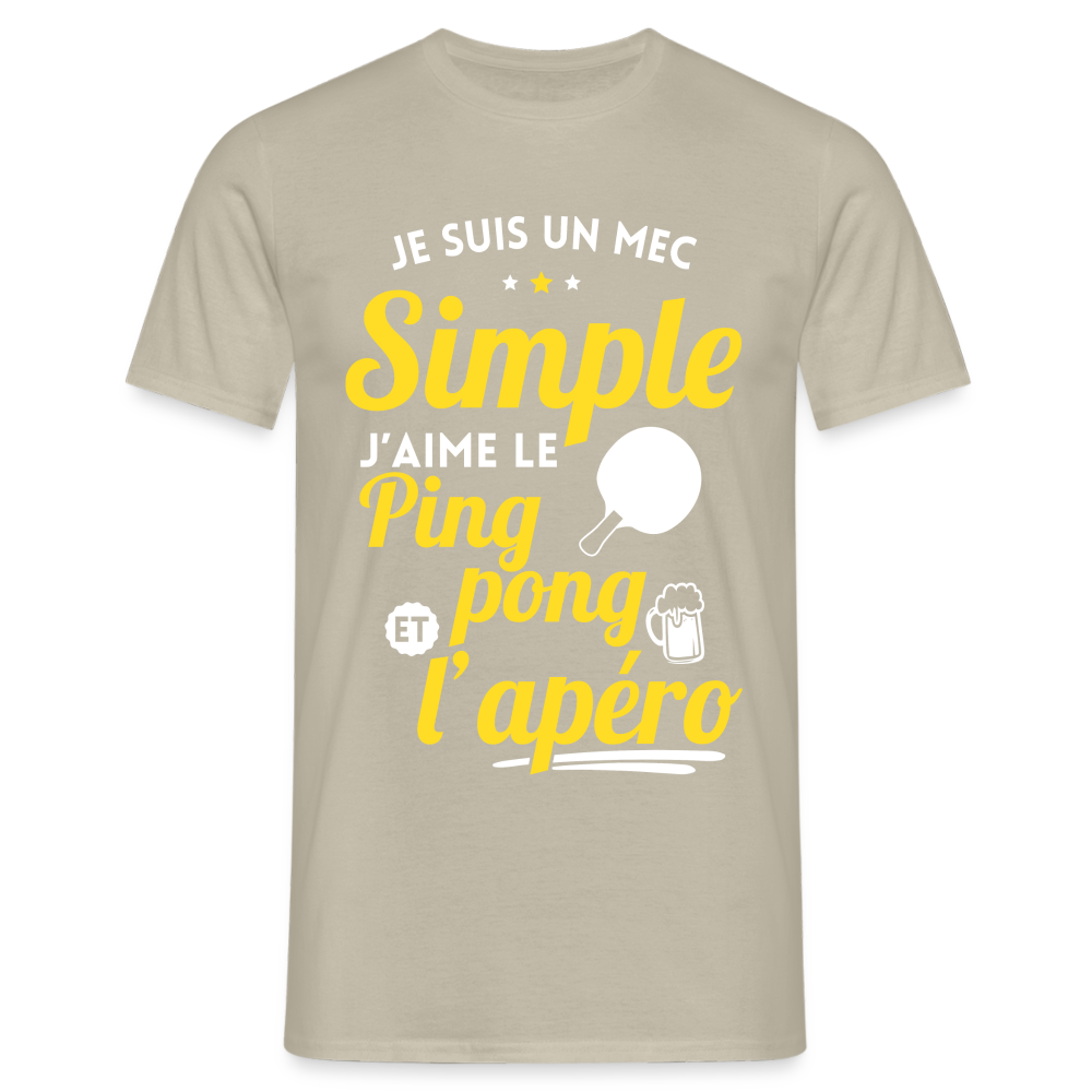 T-shirt Homme - J'aime le ping-pong et l'apéro - beige sable