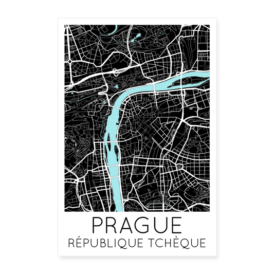 Poster Prague - Plan Prague - 40 x 60 cm - blanc