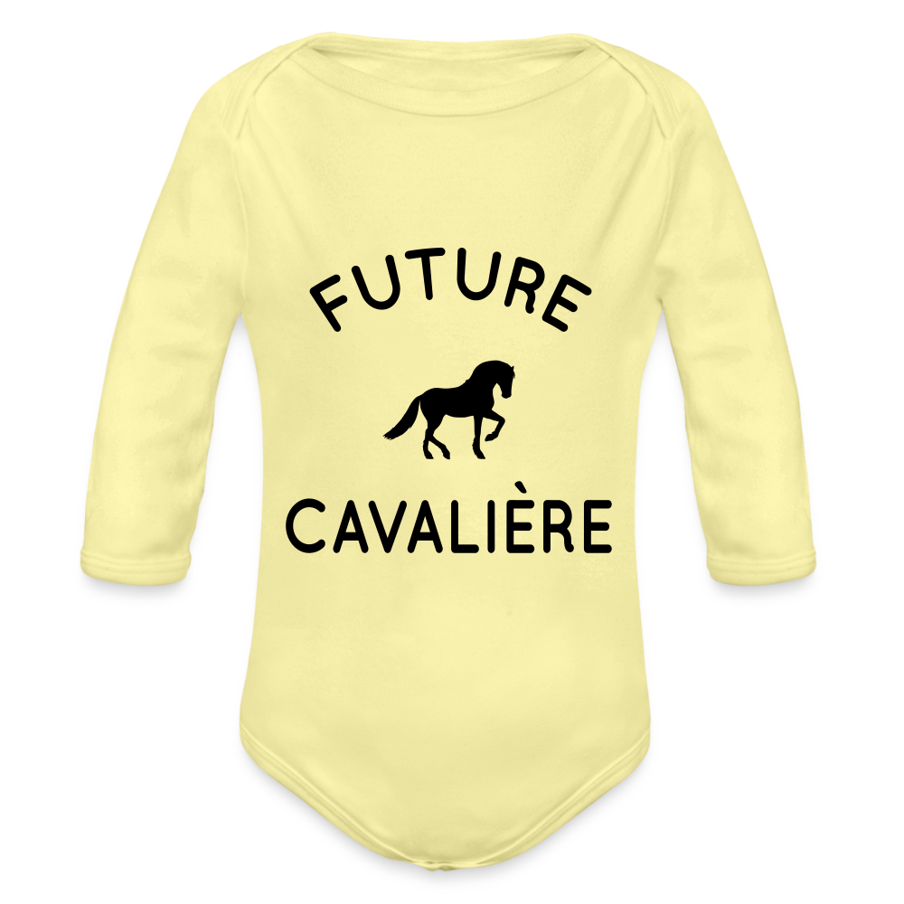 Body Bébé bio manches longues - Future cavalière - jaune délavé