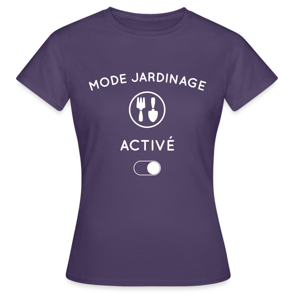 T-shirt Femme - Mode jardinage activé - violet foncé