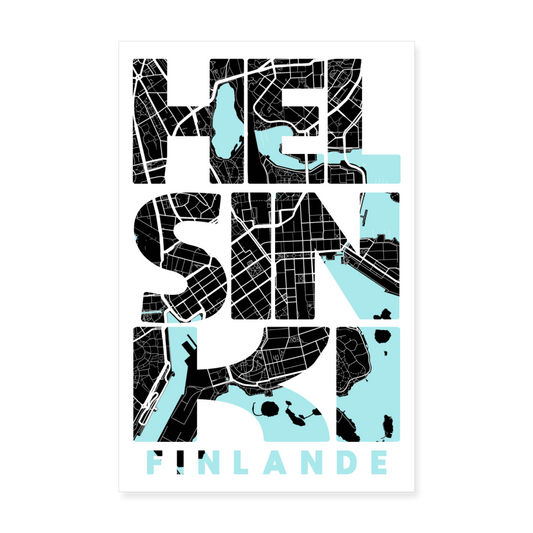 Poster Helsinki - Plan Helsinki - 20 x 30 cm - blanc