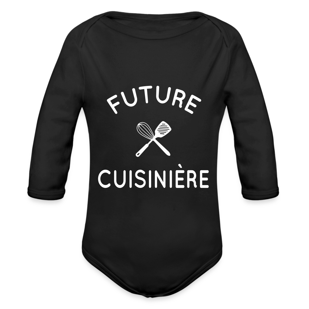 Body Bébé bio manches longues - Future cuisinière - noir