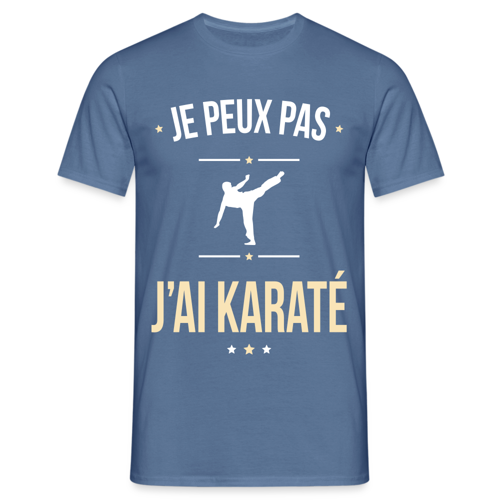 T-shirt Homme - Je peux pas j'ai Karaté - bleu pigeon 