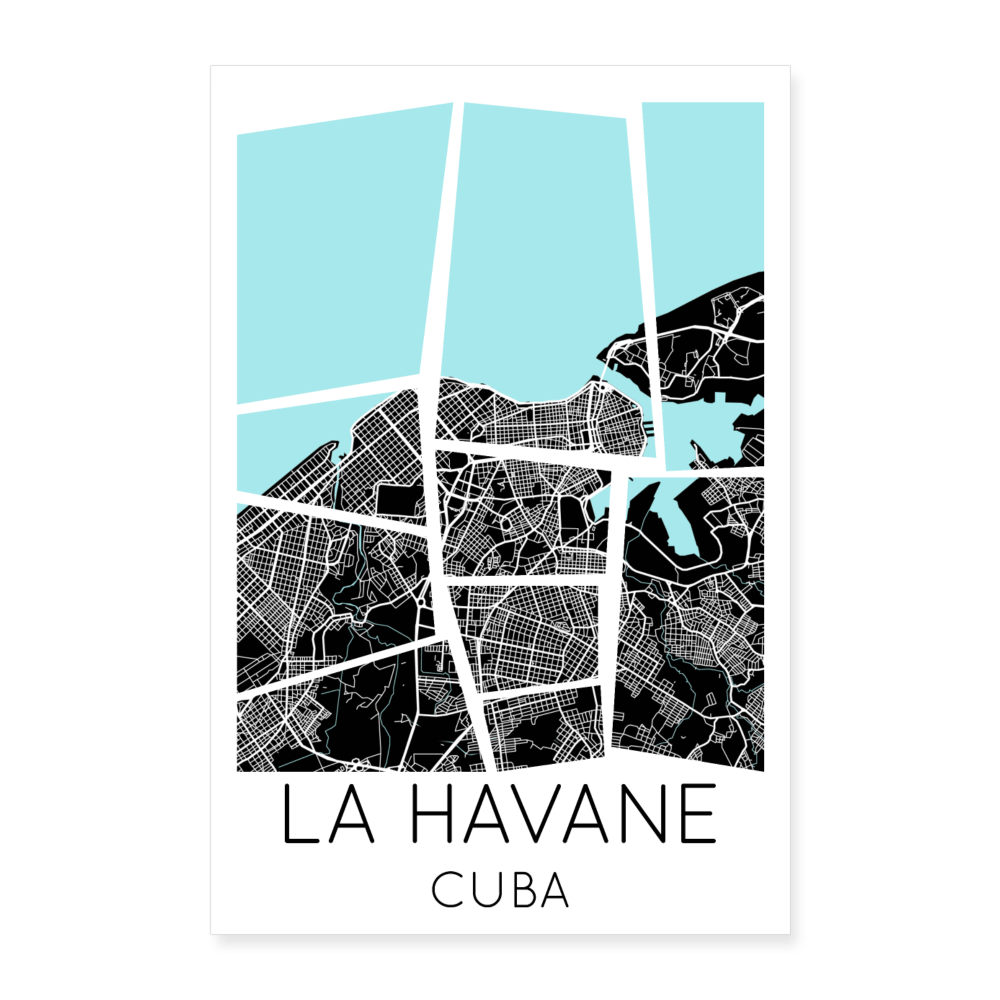 Poster La Havane - Plan La Havane - 60 x 90 cm - blanc