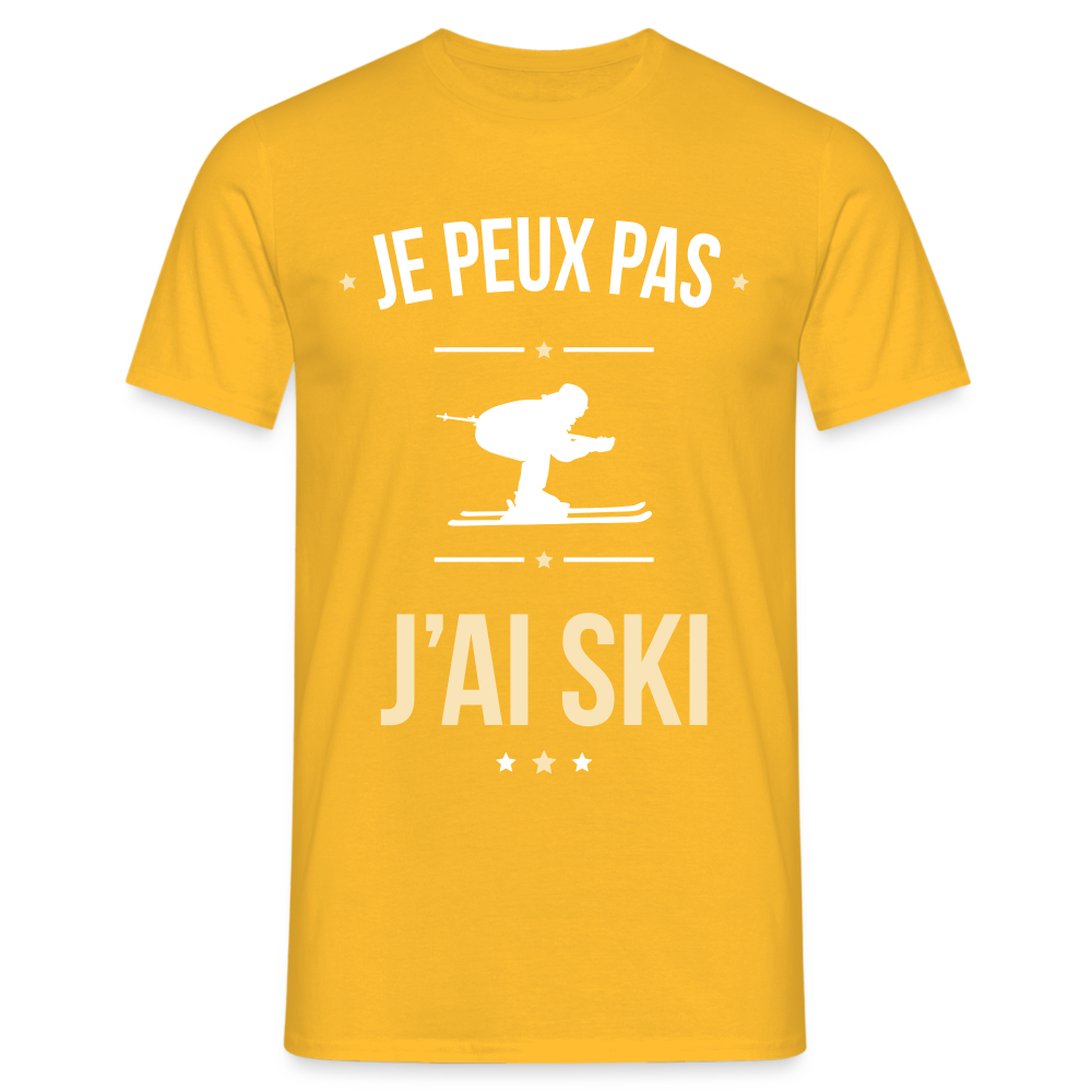 T-shirt Homme - Je peux pas j'ai Ski - jaune