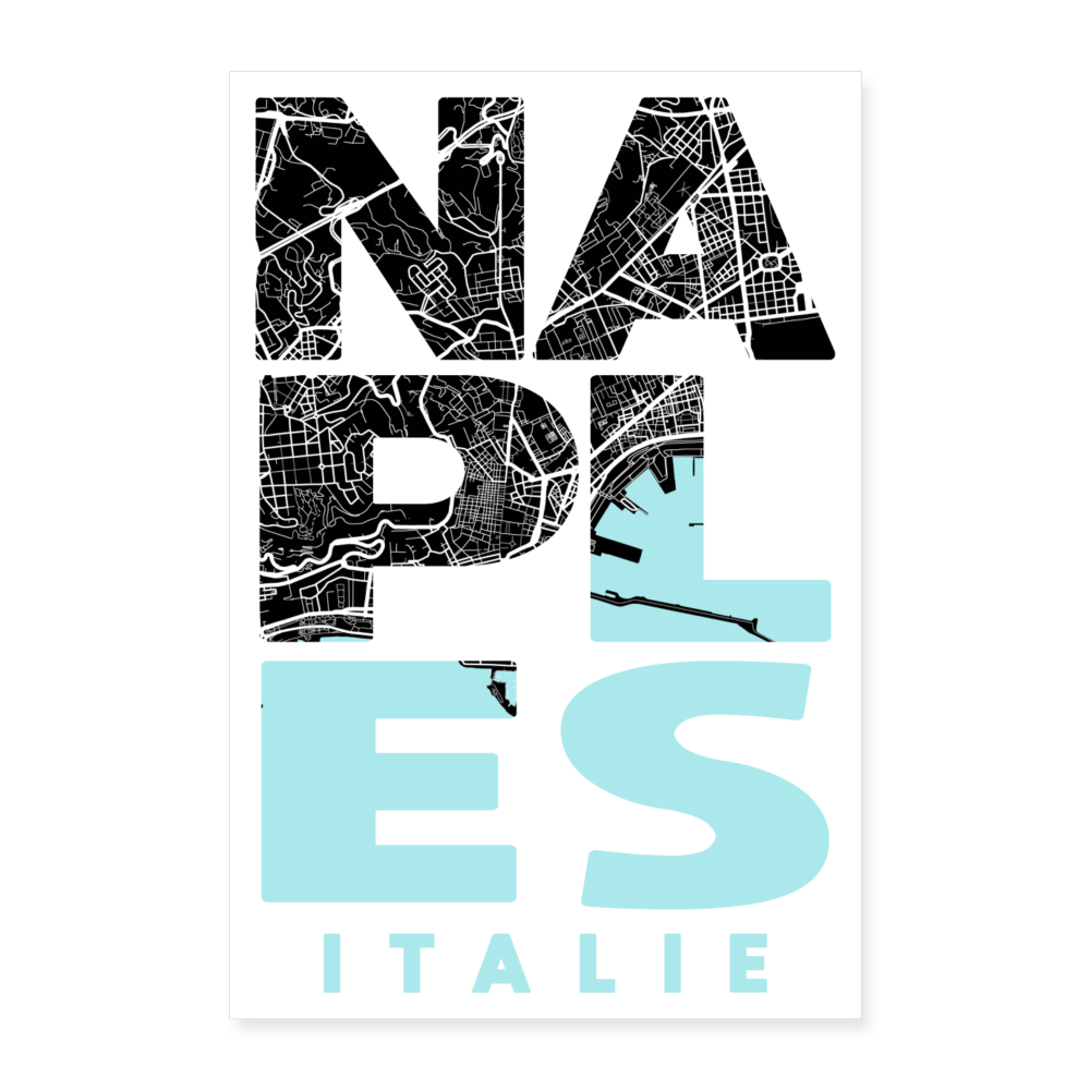 Poster Naples - Plan Naples - 60 x 90 cm - blanc